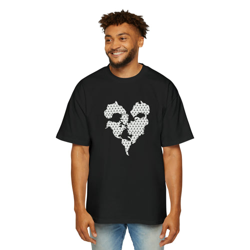 Haiti Map Pattern Men's Heavy Oversized Tee